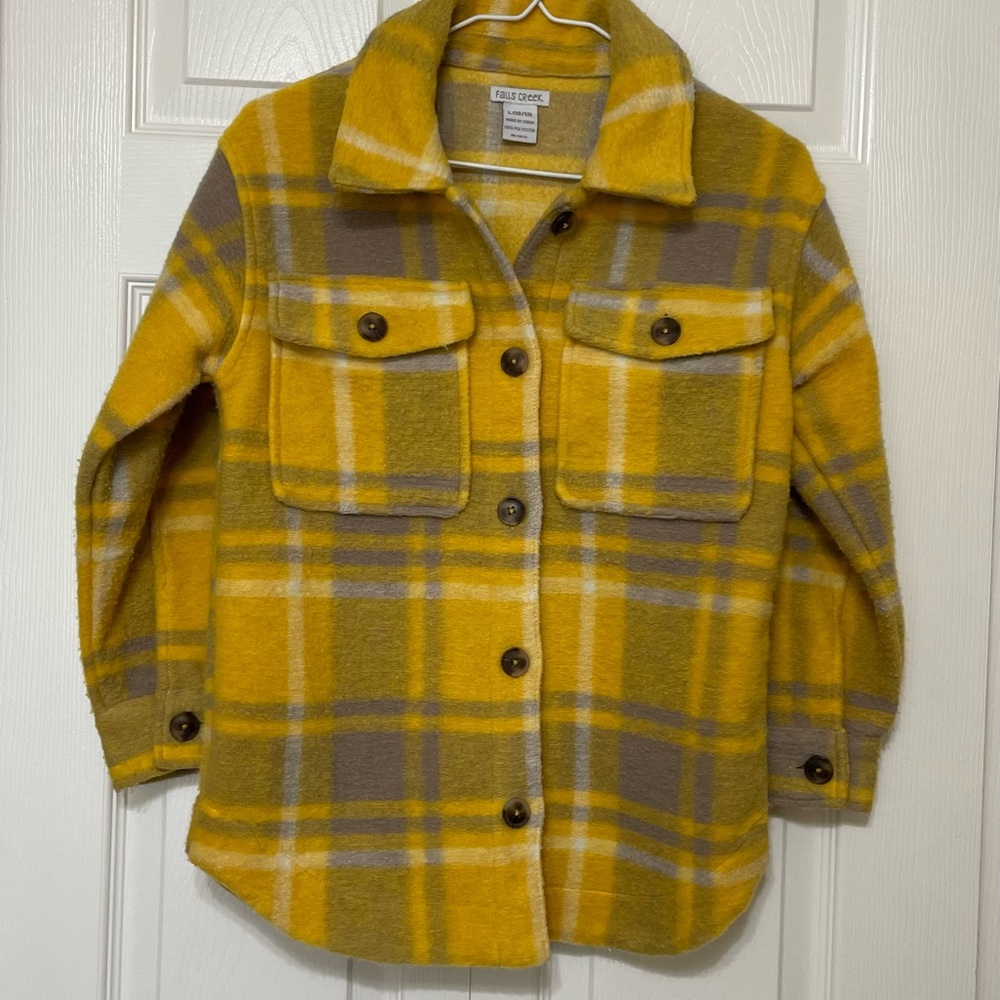 Falls Creek Yellow and Gray Plaid Utility Jacket